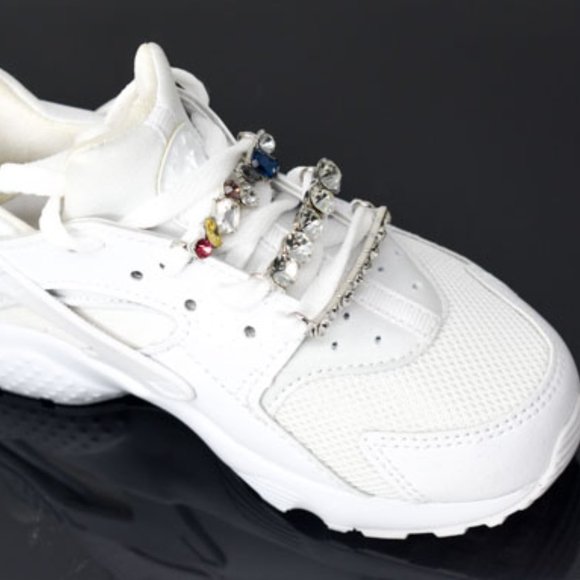 3PC Rhinestone Shoelace Silver Tone Sneaker Charm - Picture 7 of 10